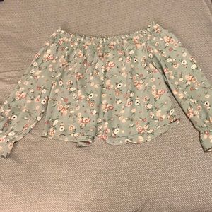Off the shoulder floral shirt